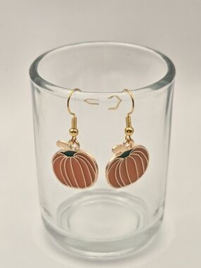 Gold-Tone Orange Pumpkin Drop Earrings